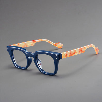 2025 new Hong Kong style small box retro fashion rice nail anti-blue mirror men's and women's simple all-match flat mirror