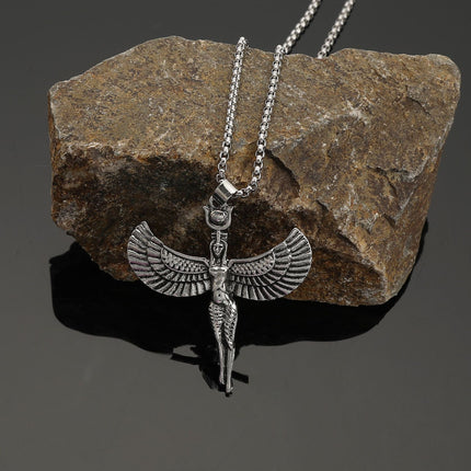 Viking Retro Goddess Wings Angel Wings Pendant Necklace Trendy Fashion Norwegian Style Party Accessories Wholesale