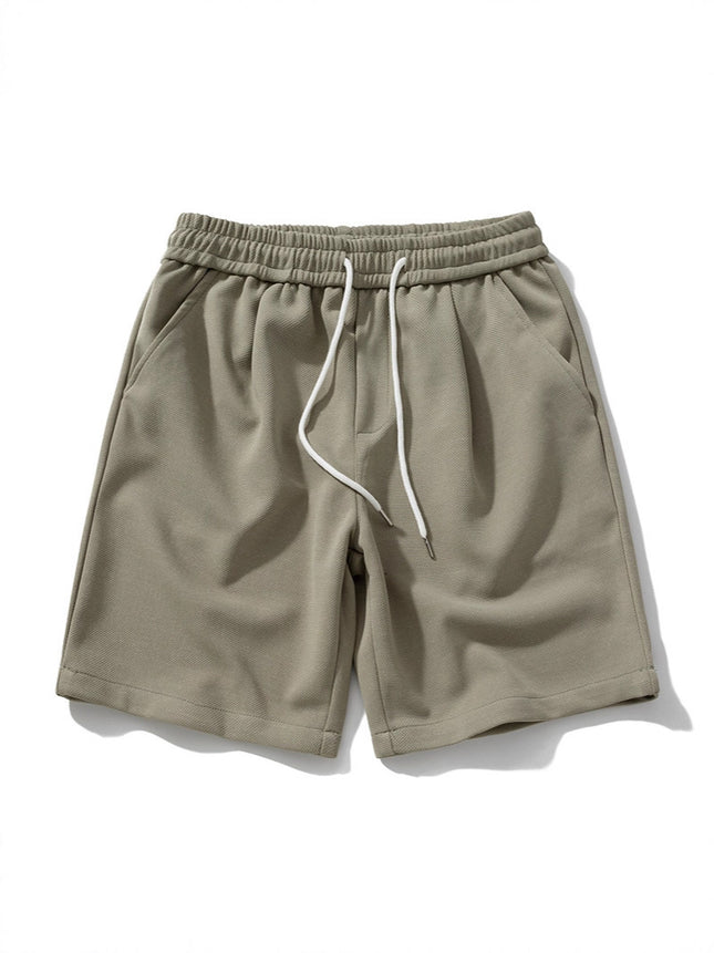 Japanese-Style Shorts for Teenagers, New Drawstring Five-Point Pants, Loose Fit, Summer Casual Sports Solid Color Quick-Dry Straight-Leg Shorts for Boys