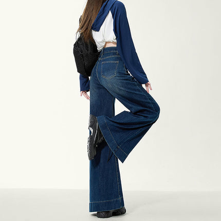 High Waist Wide Leg Jeans Spring and Autumn Women's 2024 New Small Loose Slimming Big Legs Retro Mop Pants