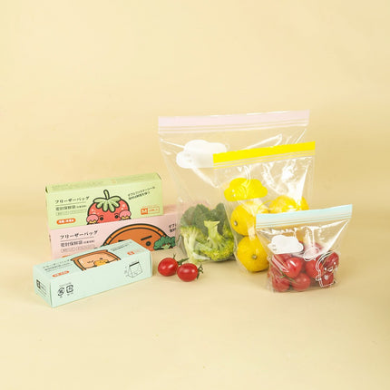 Carefully Selected Ready-Made Standing Double-Ribbed Fresh-Keeping Bags, Food-Grade Sealed Household Packaging Bags, Thickened Color Lip Ziplock Bags
