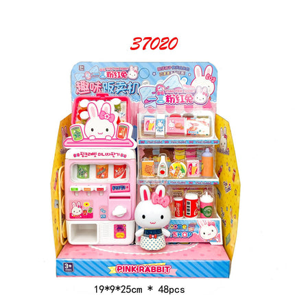 Yiyan pink rabbit kitchen refrigerator mini dressing table cake party simulation medical tools girl play house toy batch