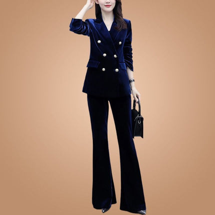 Suit Coat Autumn New Arrival Slim-fit Fashionable Elegant Horn Pants Business Suit Golden Velvet Suit suit Women