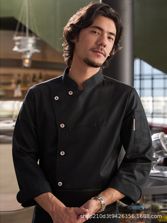 Tesmei Chef Overalls for Men and Women Long-Sleeved Restaurant Catering Baking Kitchen Chef Chef Uniforms Hotel Chef Uniforms Fashion