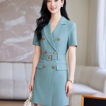 French Hepburn Style Small Black Dress High Sense High Cold Royal Sister Fried Street Small Fragrance Style Pleated Professional Suit dress Summer