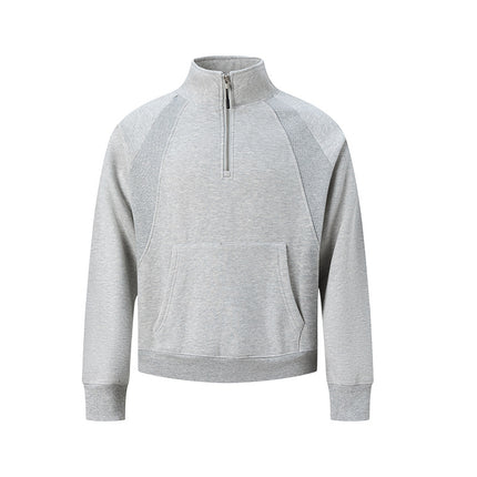 Non-Scub* 25 Autumn/Winter New Cleanfit Line-Segmented Stand Collar Half-Zip Fleece Sweatshirt Casual Sportswear