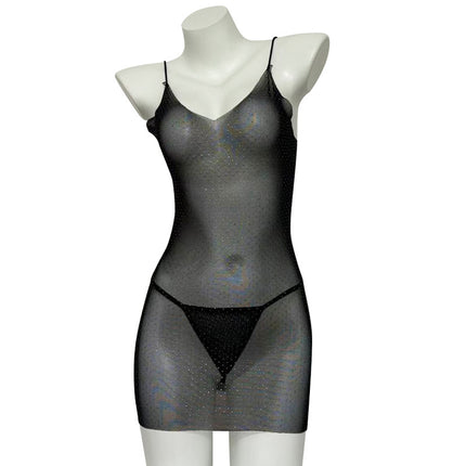 Night Dreams Sexy Underwear Sexy V-Collar Low-cut Suspenders Skirt Perspective Light Permeable Full Rhinting Suspenders dress 8553