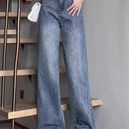 Vintage Wide-Leg Jeans for Women 2025 Spring New High-Waisted Slimming Loose Drape Floor-Length Straight Pants Trendy