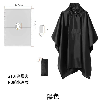 Foreign Trade Multifunctional Poncho Raincoat Unisex Poncho Outdoor Three-In-One Waterproof Raincoat Cycling Hiking Camping Style