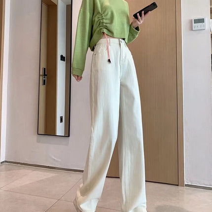 Wide-Leg Jeans for Women Spring New 2025 Straight Loose High-Waisted Slimming Drapey White Floor-Length Pants Trendy