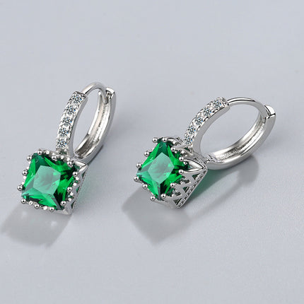 Europe and the United States cross-border temperament inlaid square zircon diamond ear buckle simple sweet full diamond earrings female ear jewelry ear buckle e6437