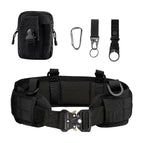 Belt + waistband + waist bag + water bottle buckle + keychain + carabiner (black)