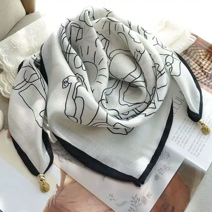 New 65.65 Magnetic Buckle Scarf Women's Square Scarf Winter Lazy Pendant Ins Scarf Scarf Decorative Fashion All-match