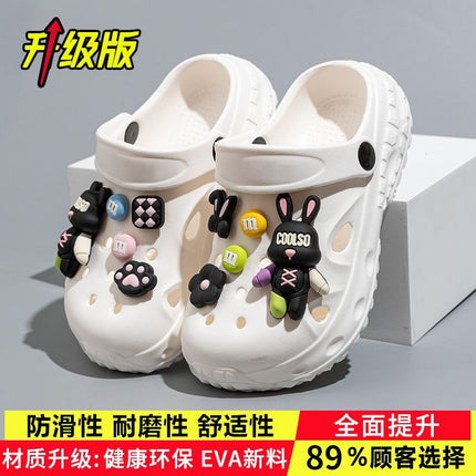 Violent Bear Children's Croc Shoes Summer Boys' Non-Slip Soft Sole Girls' Bathing Beach Shoes Baotou Parent-Child Sandals and Slippers