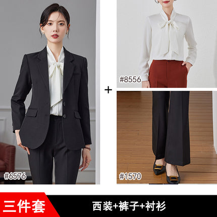 Black Suit suit Women's Spring and Autumn 2024 New Temperament Goddess Fan Commuter Alegable Business Wear Dress Work Clothes