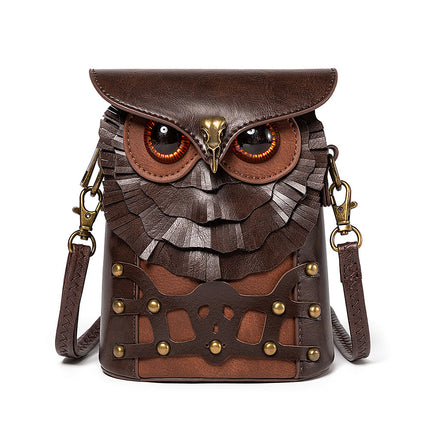 TEMU Medieval Colored Studded PU Leather Women's Shoulder Bag Medieval Steampunk Owl MINI Satchel