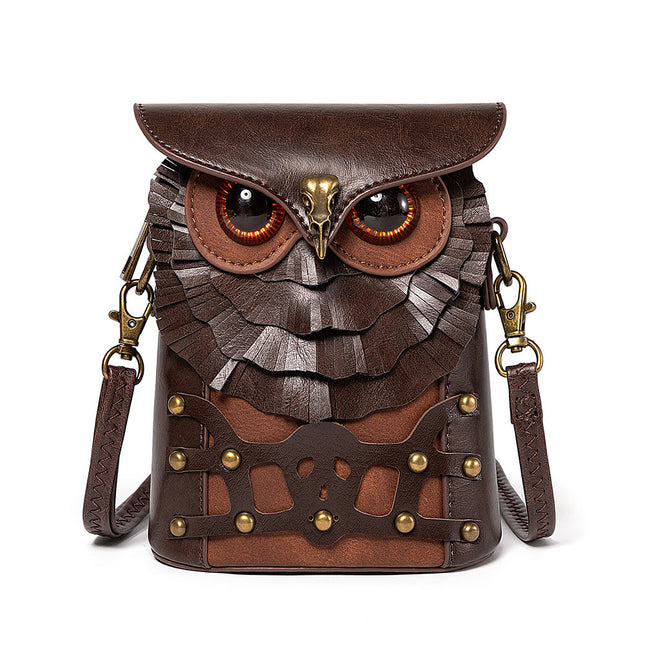 TEMU Medieval Colored Studded PU Leather Women's Shoulder Bag Medieval Steampunk Owl MINI Satchel