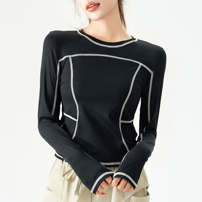 2026 Autumn New Trendy Brand Same Style Stitched Sports Long Sleeve Women's Slim Fit Inner Layer Trendy T-Shirt Lulu Yoga Wear