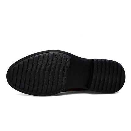 Spring and Autumn British Casual Business Dress Leather Shoes Men's Shoes Inner Height Increasing Single-layer Shoes Thick Sole Height Increasing Shoes Casual Dress Shoes