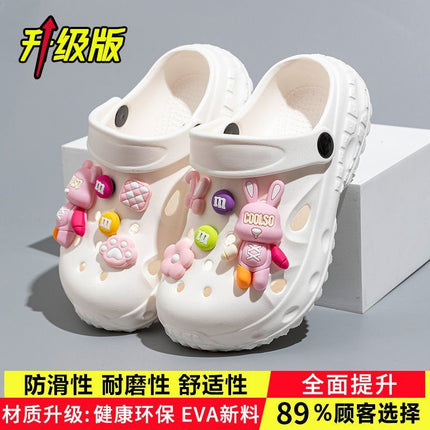 Violent Bear Children's Croc Shoes Summer Boys' Non-Slip Soft Sole Girls' Bathing Beach Shoes Baotou Parent-Child Sandals and Slippers