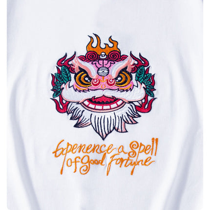 Men's Short-sleeved Cotton T-shirt for Dash Lion Embroidered 2024 New Summer National Fashion Chinese Style Large Size Round Neck Loose Couple Wear