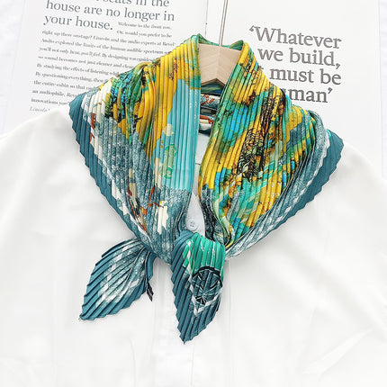 New wrinkled small square scarf female Korean imitation silk printed wrinkled small scarf Joker scarf decorative scarf wholesale
