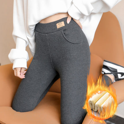 High-Waisted Lamb Wool Pocket Leggings for Women, Suitable for Outerwear, Thickened Thermal Cotton for Autumn and Winter, Available for Wholesale