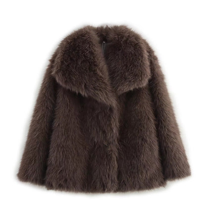 Foreign Trade 2026 Autumn and Winter European and American Fashion Versatile Casual Lapel Faux Fur Coat for Women X410970