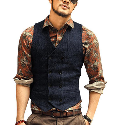 Multi-Color Foreign Trade European and American Cross-Border Hot-Selling Products 2026 New Model Men's Casual Vest Solid Color Herringbone Vest