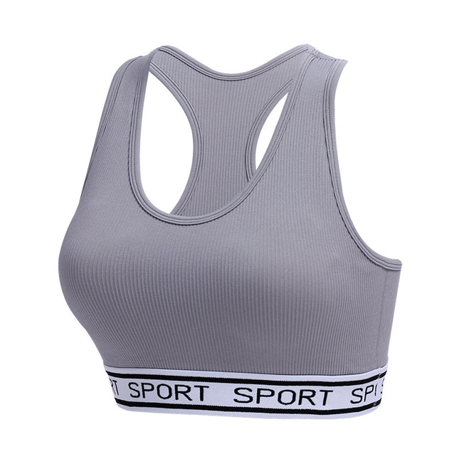 Sports Bra Women's Summer Shock-Proof High-Intensity Yoga Back Running Fitness Seamless Letter Vest Sports Bra