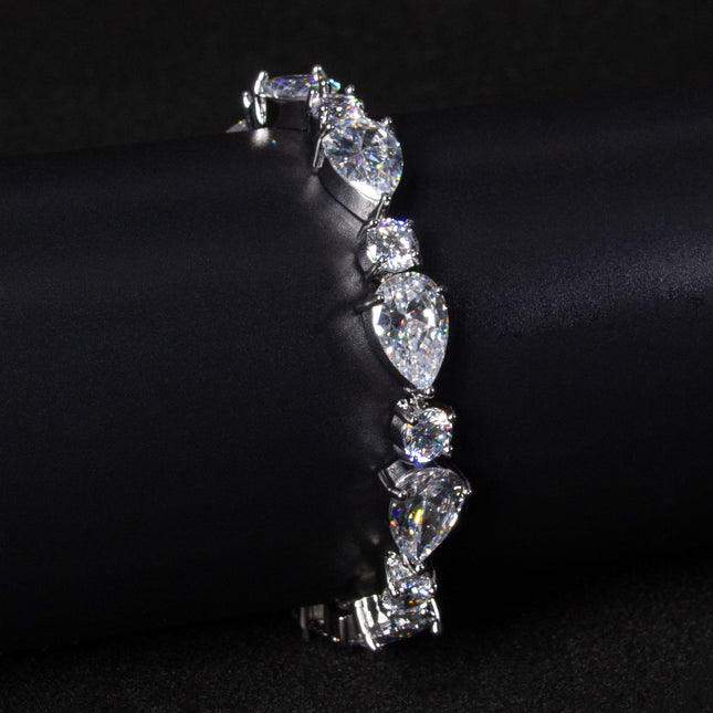 European and American Fashion Cross-Border Luxury Zircon-Encrusted Niche Water Drop Design Bracelet for Women Versatile Jewelry Chain