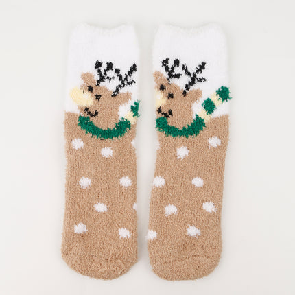Autumn and winter new Christmas socks coral velvet socks cartoon elk half velvet socks sleep floor socks cross-border wholesale