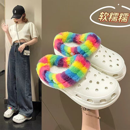 Cross-border independent station Amazon hole shoes color shoe cover replaceable warm shoe cover hole shoes warm cover