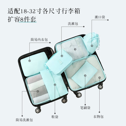 Travel Storage Bag Eight-Piece Set High-Quality Waterproof Clothing Organizer Suitcase Classification Wardrobe Set