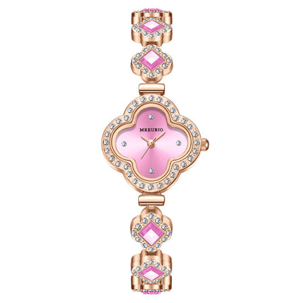 Live Hot Hot Hot Fashion Four-leaf Clover Bracelet Quartz Watch Emerald Women's Watch Women's Watch Factory Wholesale