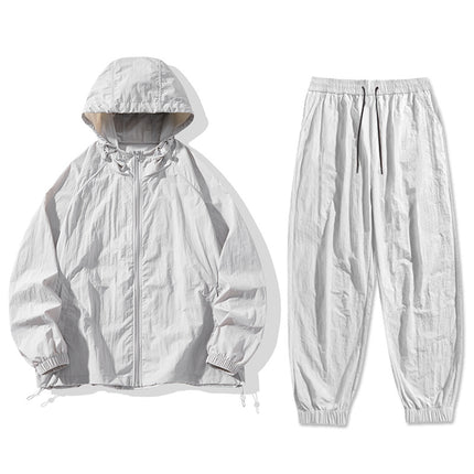 Sun Protection Clothing Set Upf50+ Cool-Touch Ice Silk Original Yarn Hooded Breathable Nylon Ice Silk Outdoor Skin Protection Clothing Shorts