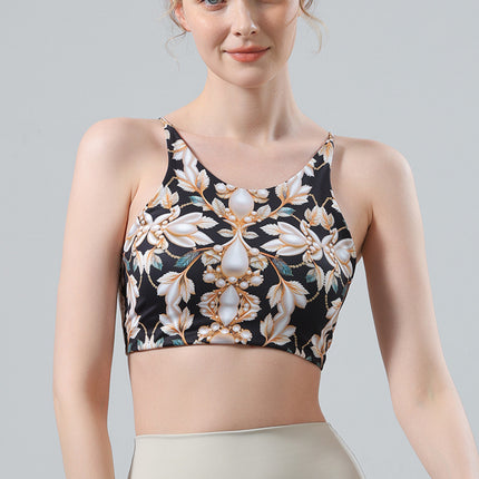 Foreign Trade Color Yoga Clothing suit Sports Bra Underwear Women's Gather Sexual Beauty Vest Cross Sling Fitness Pants