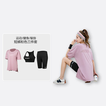 Sports suit Women's Yoga Fitness Clothes Running Gym Summer Breathable plus size chubby girl Belly Covering Slim Loose