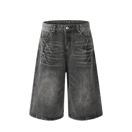 Mankun G6305 American Style New High Street Lightning Pattern Washed Retro Five-Point Unisex Denim Casual Shorts