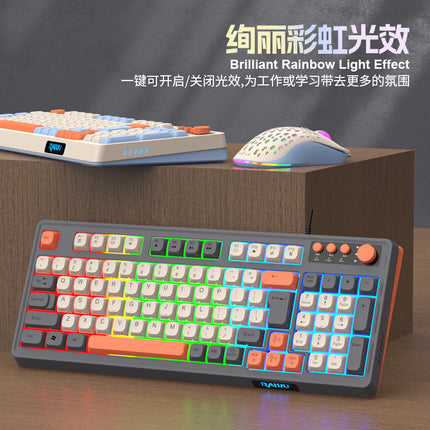 RAIKU Lei Kui K98/T98 customized game keyboard and mouse suit three-color wired luminous desktop 98 keys