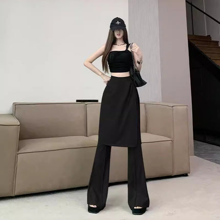 Korean Style High Waist Design Sense Dress Pants Detachable Fart Curtain Culottes Loose Wide Leg Fashionable Casual Trousers for Children