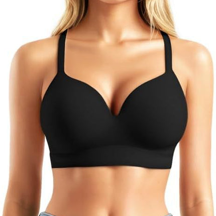 Popilush Women's Bra Wireless Supportive Push-Up Bra Wireless Full Coverage Plus Size T-Shirt Bra