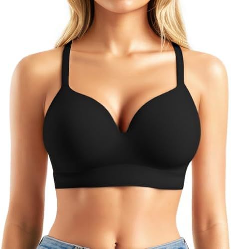 Popilush Women's Bra Wireless Supportive Push-Up Bra Wireless Full Coverage Plus Size T-Shirt Bra