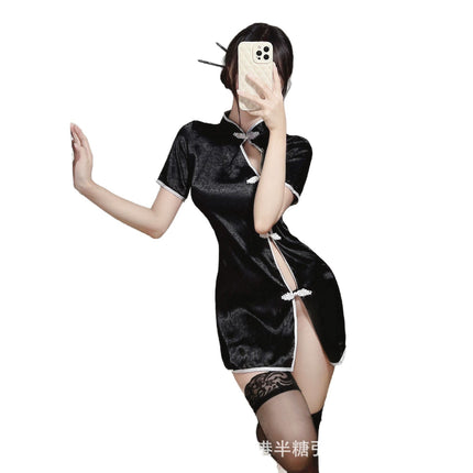 Half-Sugar Gravity Sexy Retro Lingerie Passionate Open-Front Cheongsam Uniform Temptation Teasing Hot Girl 8109