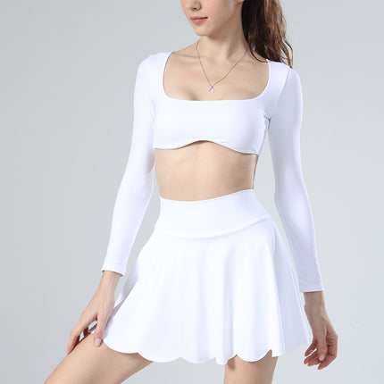 Yoga clothing lulu lace spring and summer new foreign trade cross-border comfortable fitness women's pants skirt sports tennis skirt anti-light