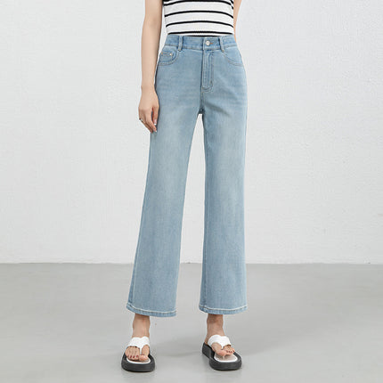 Miaoyu Nine-Point Flared Pants for Women, High-Waisted, Slimming, Nine-Point Jeans, Spring 2026, Four-Way Stretch Bell-Bottom Pants