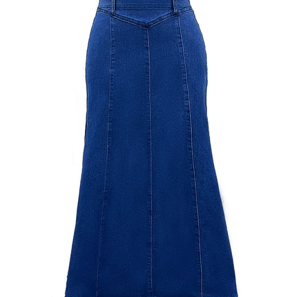 Guangzhou Xintang Tiktok Pop In-Stock Dropshipping Plus-Size Denim Skirt for Women, Low-Stretch High-Waisted Long Skirt