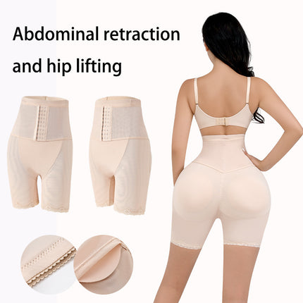 Cross-border Body-shaping Abdominal Pants Buckle-breasted Abdominal Waist Body-fitting Hip-lifting Pants Removable Sponge Pad Fake Ass Fat-bottom Pants