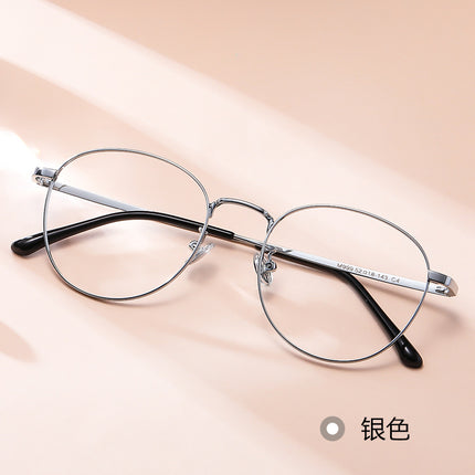 in stock anti-blue light flat mirror plain metal eye frame non-magnetic titanium adjustable degree artistic myopia mirror frame