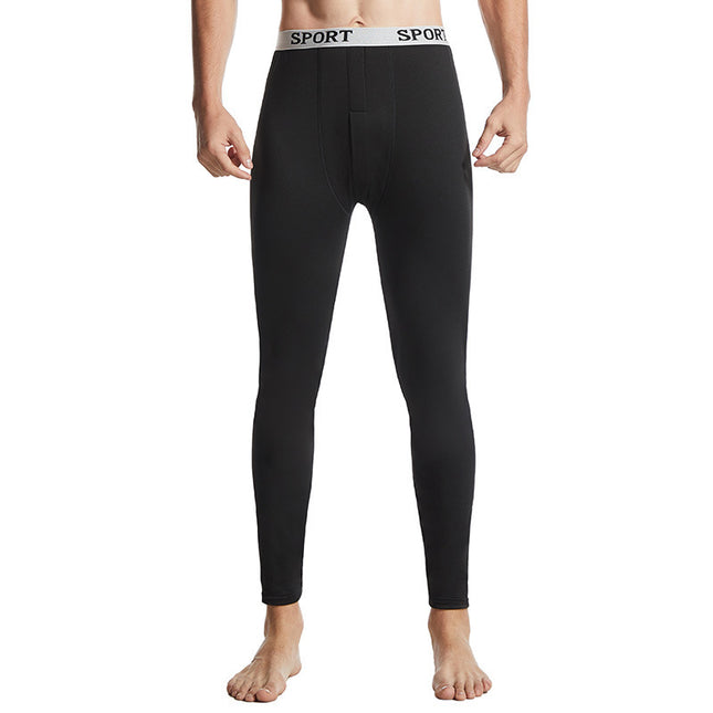 Men's Slim-Fit Winter Fleece Thermal Pants Thin Single Pants Men's Inner Wear Base Knit Pants Youth Sleep Pants
